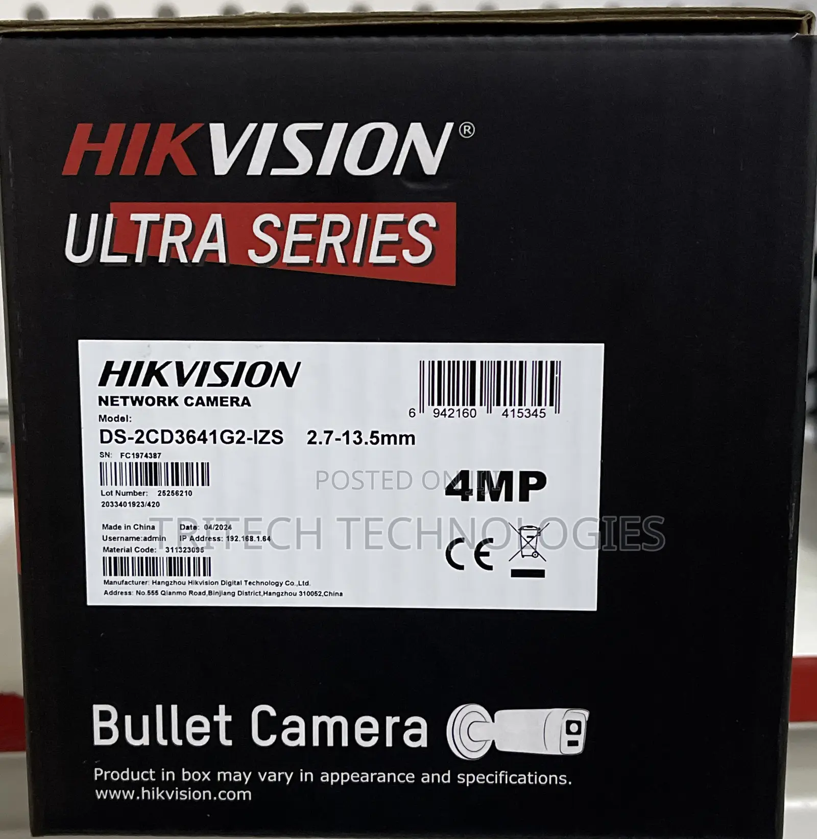 Hikvision Ds-2cd3641g2-Izs 4mp Varifocal Bullet Ip Camera