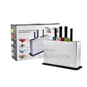 4 Coloured Chopping Board With 4 Co- Ordinating Knives