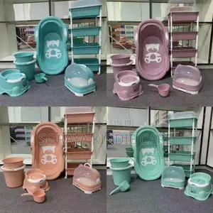 Bath Set With Bottle Storage and Stand