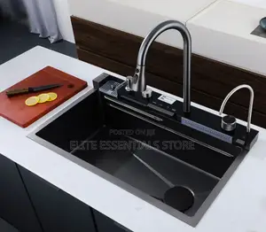 Luxury Digital Kitchen Sink With Soap Dispenser, Cup Washer