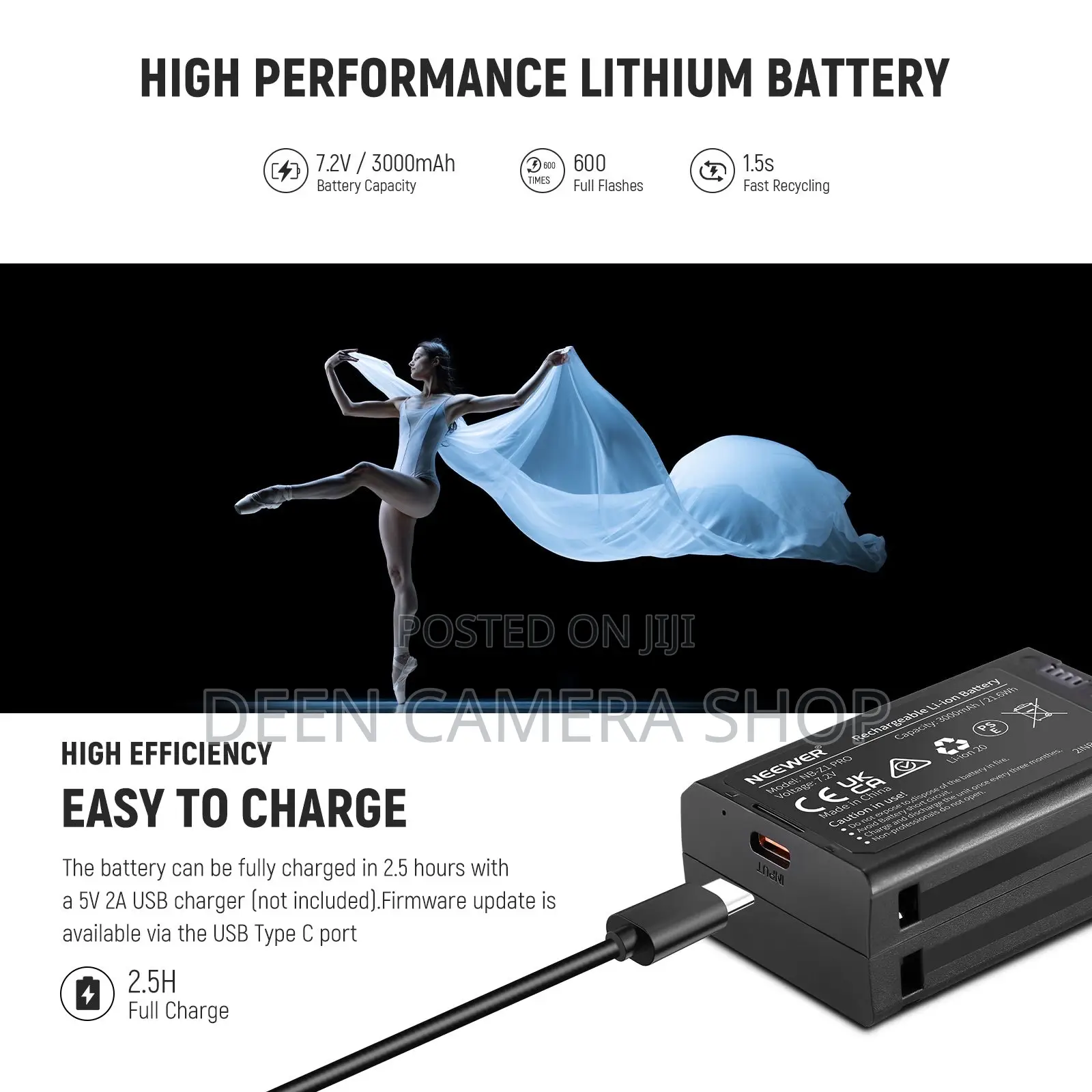 Neewer Z2 3000mah Battery TTL Round Head Flash Speedlite