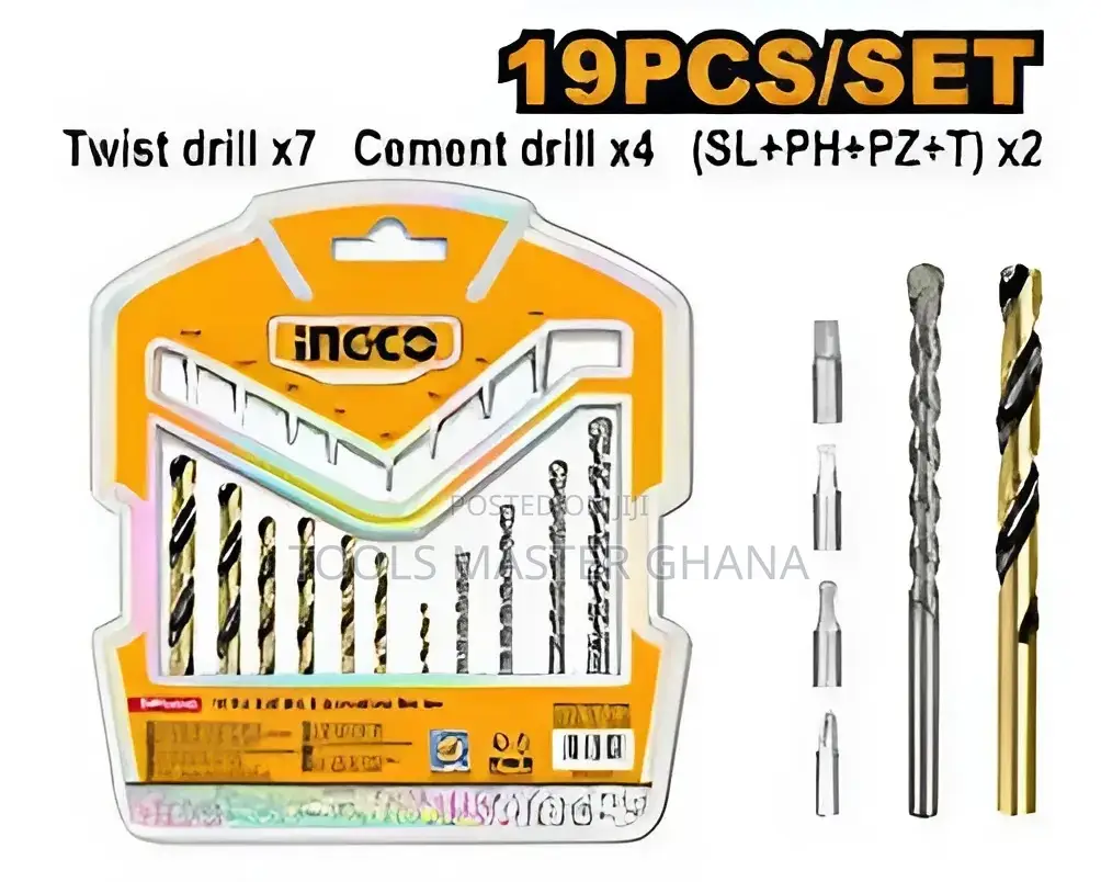 19 Pcs Drill Bits & Screwdriver Bits Set - Aksdb1901