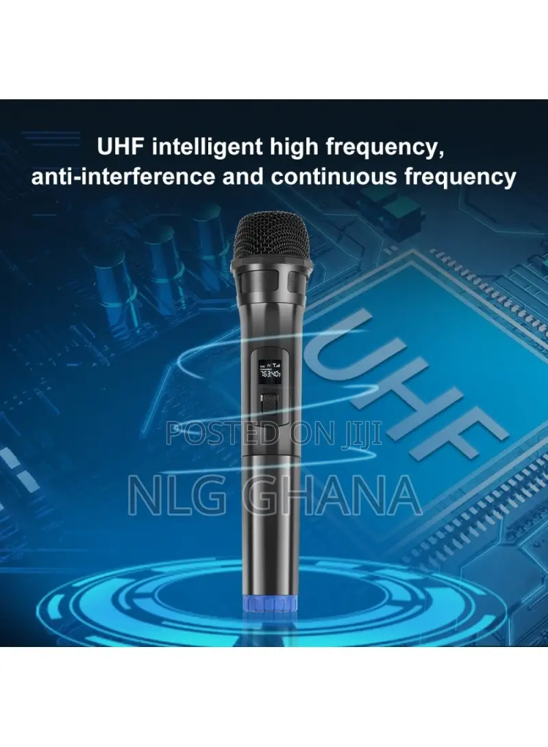 Uhf Wireless Dynamic Microphone With LED Display Battery Pow