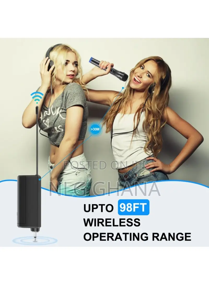 Uhf Wireless Dynamic Microphone With LED Display Battery Pow