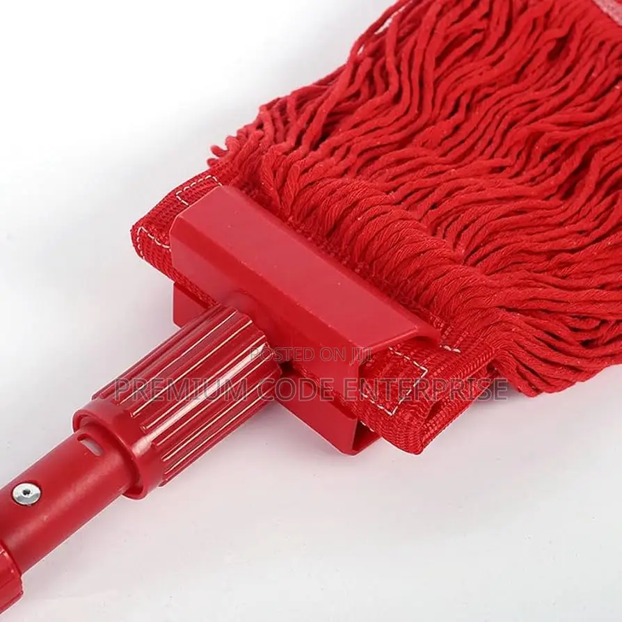 Industrial Cotton Wet Mop With Long Handle, Red