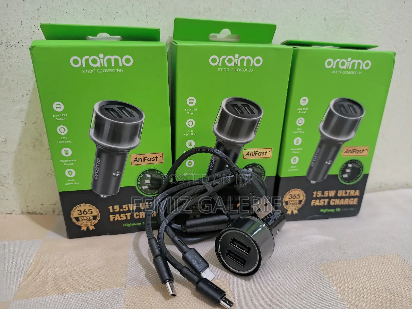 Oraimo 15.5W Highway Car Charger With 3-in-1 Cable