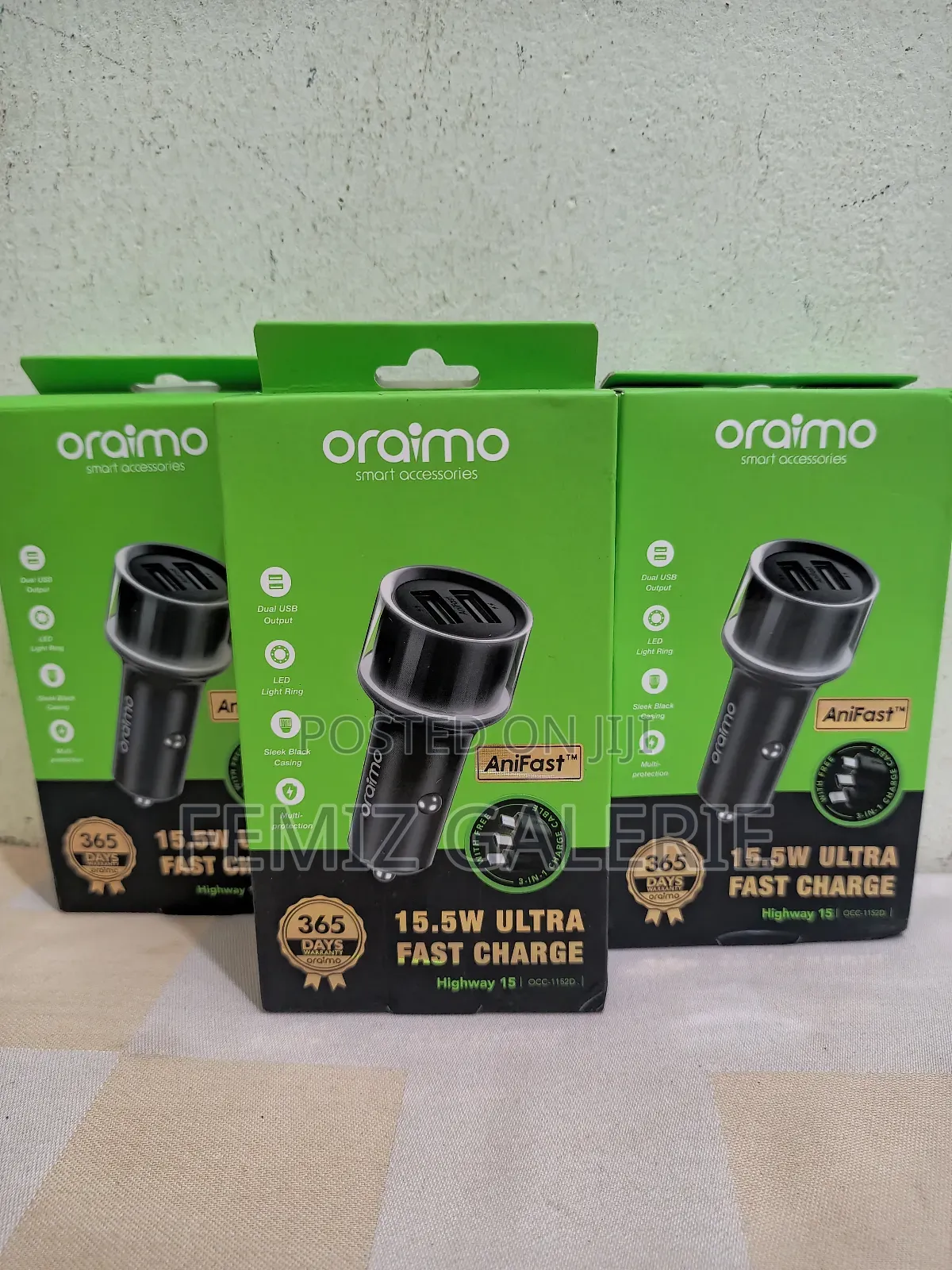 Oraimo 15.5W Highway Car Charger With 3-in-1 Cable