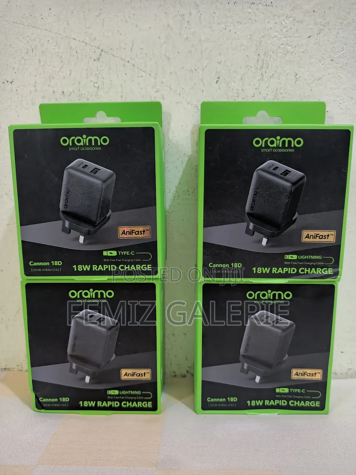 Oraimo Cannon 18D 18W Type-C/ Lightning Wall Charger Kit