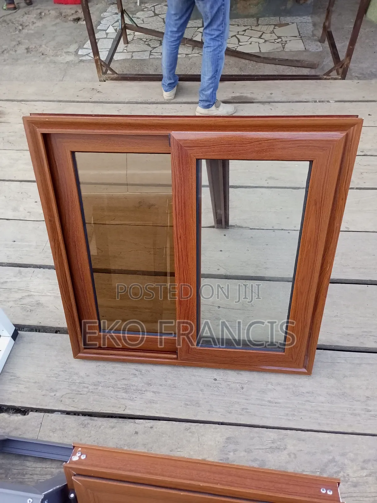 Aluminum Glass Window Wood Color