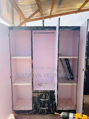 Three in One Wardrobe Marble Black and White Color