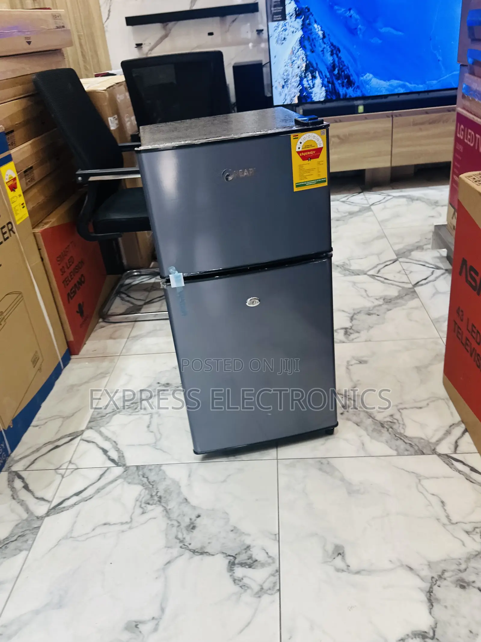 Zealous Sleek Dark Grey Pearl Double Door Table Top Fridge