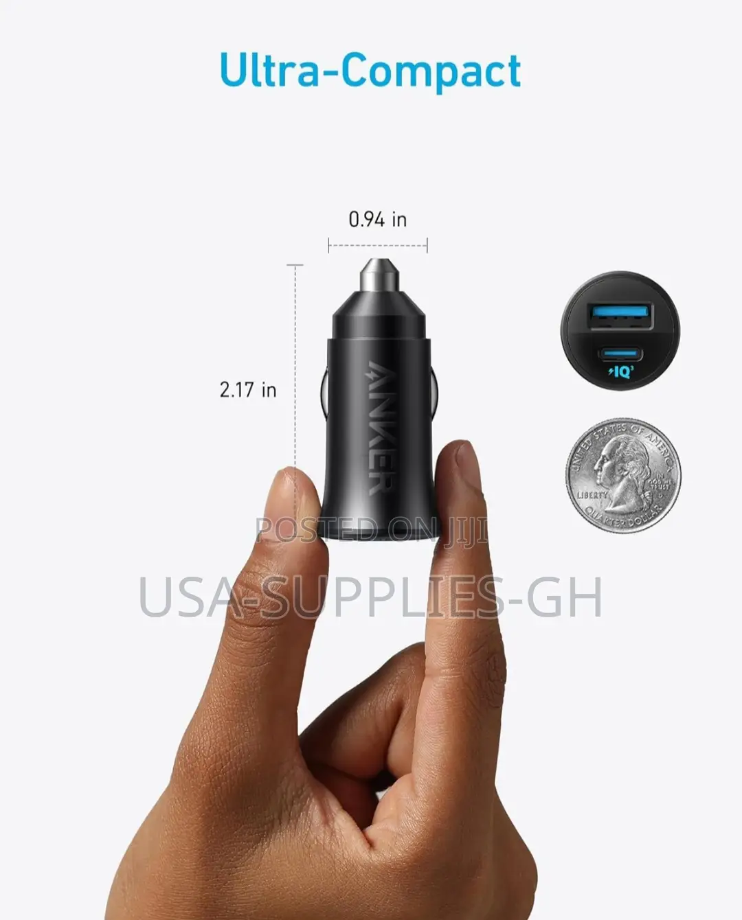 Anker 30w 2-Port Super Fast Car Charger Adapter - From Usa
