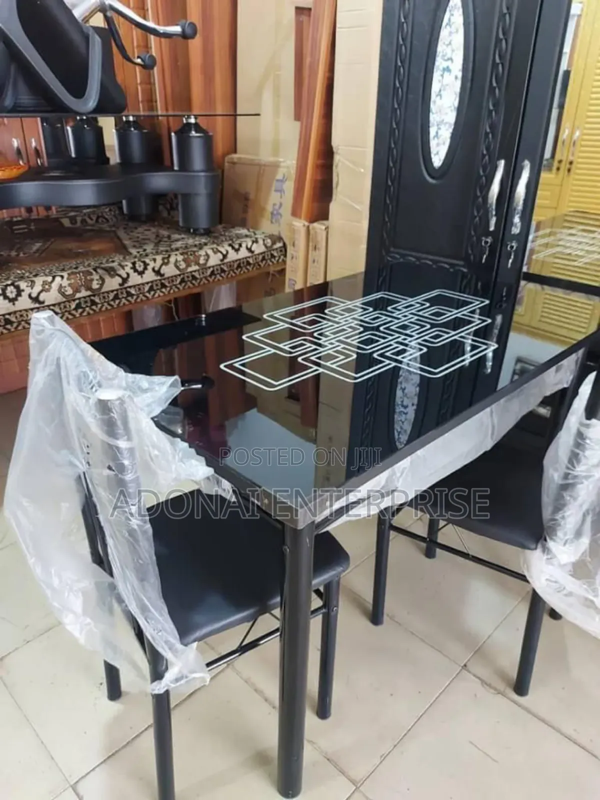 Gorgeous Glass Dining Set 4 Chairs ZX56