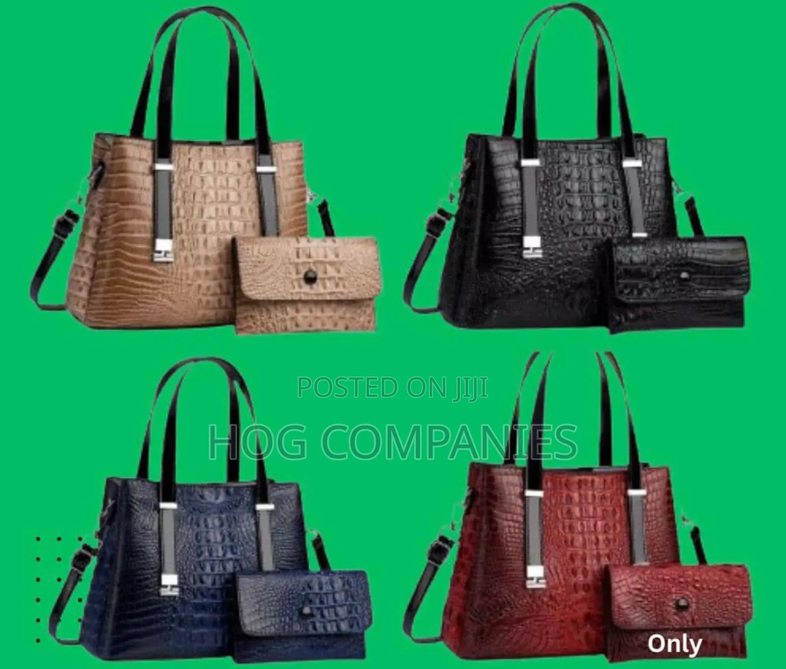 Women's Legant Pu Leather Set Black Bag With Purse Bag