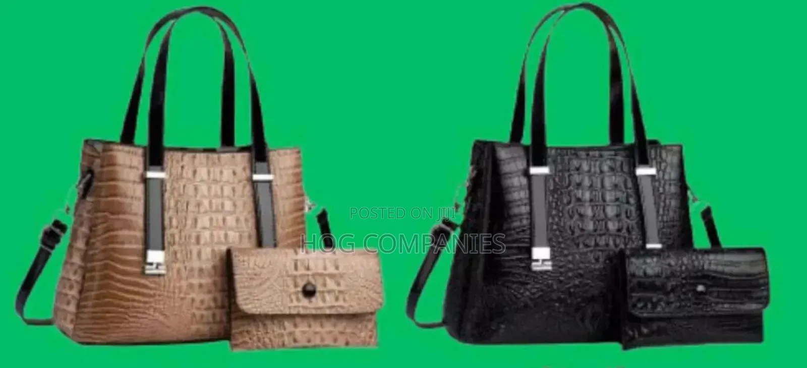Women's Legant Pu Leather Set Black Bag With Purse Bag