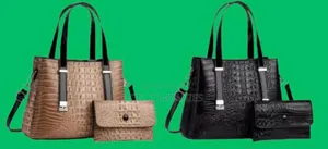 Women's Legant Pu Leather Set Black Bag With Purse Bag