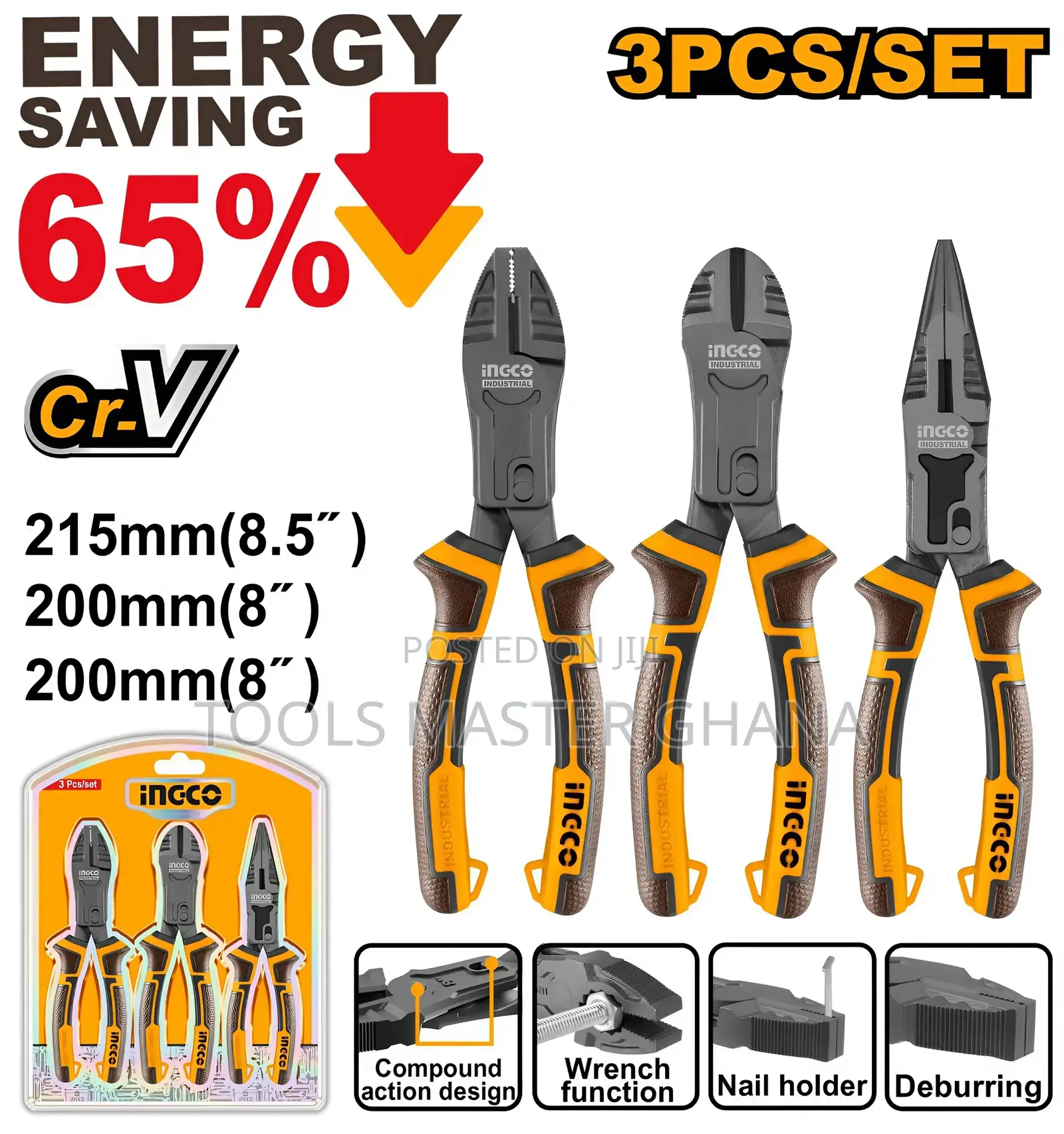 3 Pcs Compound Action Pliers Set - Hkcps5831
