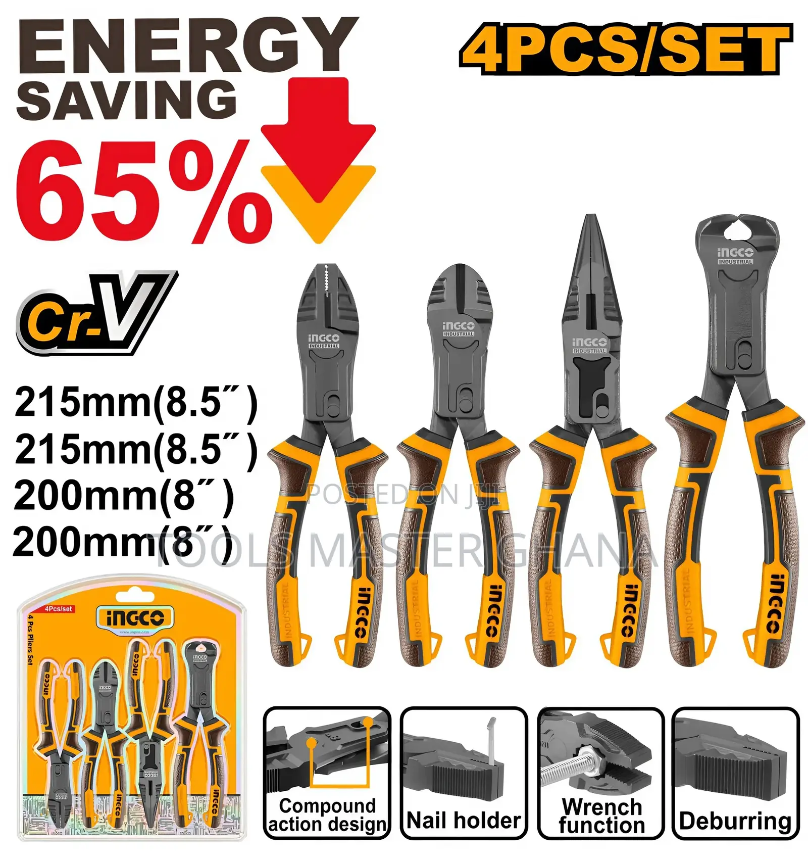 4 Pcs Compound Action Pliers Set - Hkcps5841
