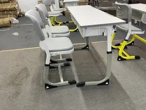 Morden Design High School Desk With Two Chairs Classroom Use