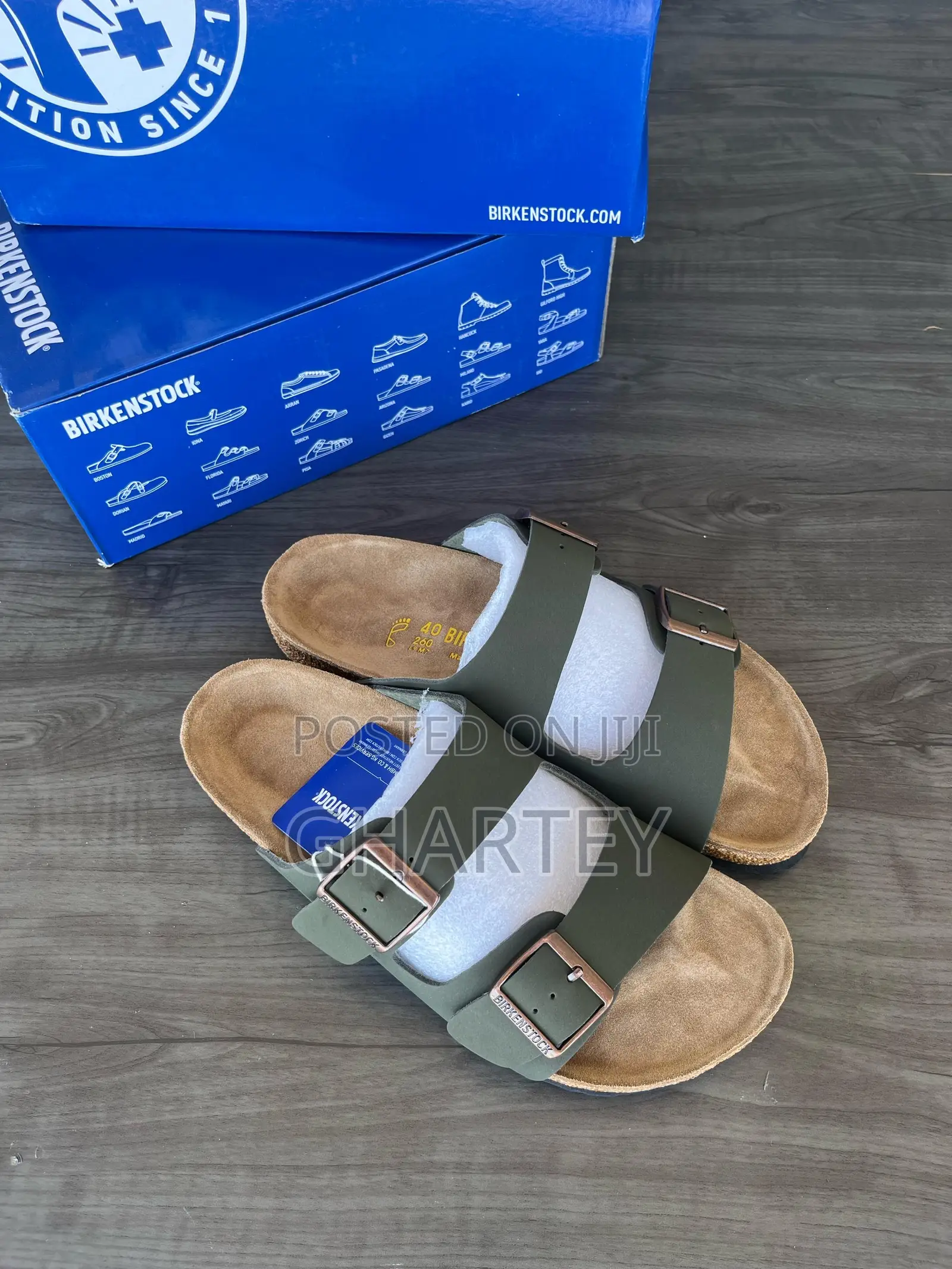 Army Green Leather Arizona Birkenstock