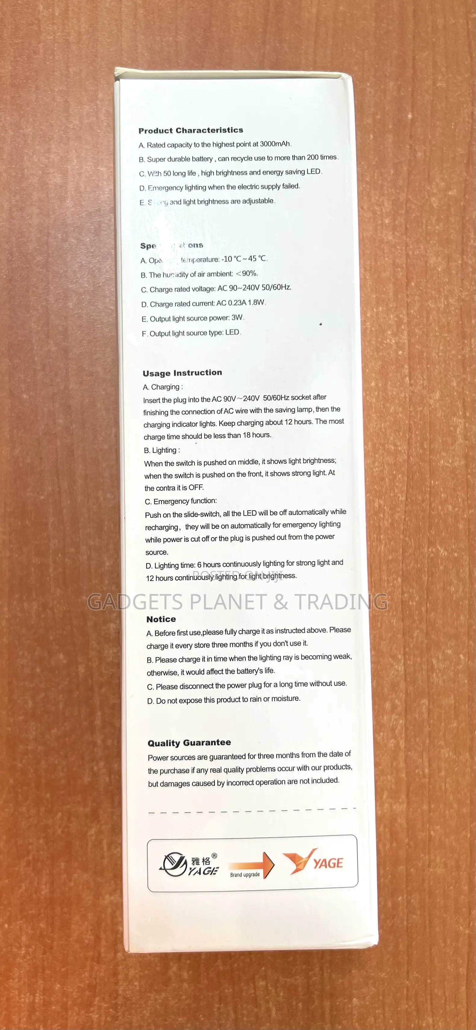 YG-3535 LED Emergency Lamp, 90-240v 3W 3000mah 50leds
