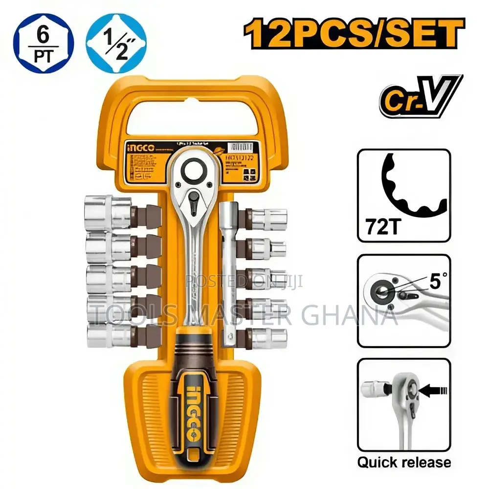 12 Pcs 1/2" Socket Set - Hkts12122