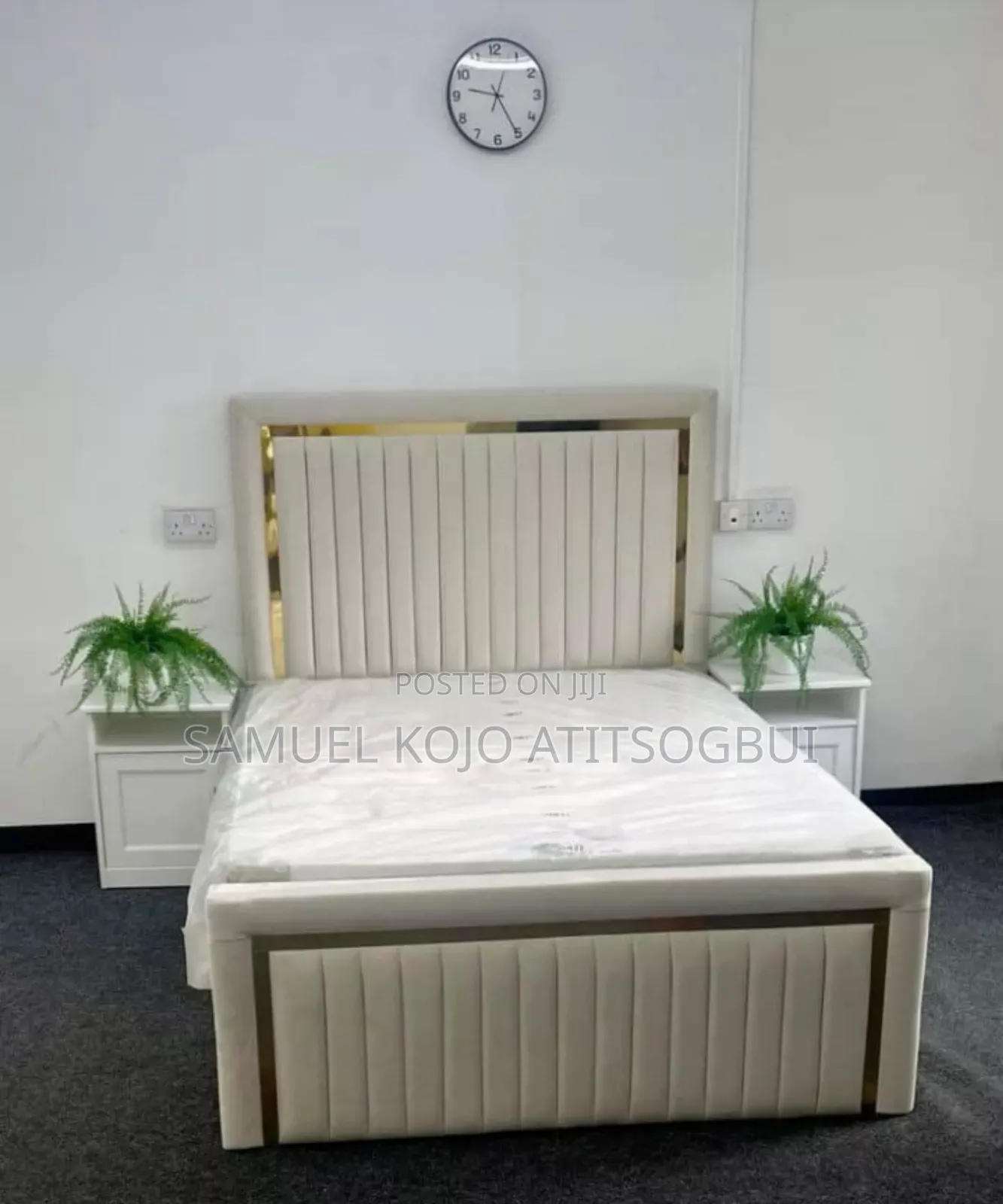 White Double Bed Frame 2 Drawers