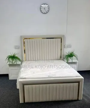 White Double Bed Frame 2 Drawers