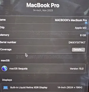Laptop Apple MacBook Pro 2023 M3 14-Inch 8GB Apple M3 Pro SSD 512GB