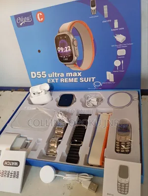 D55 Ultra Smartwatch With Mini Phone, Airpod, PWR Bank-Black