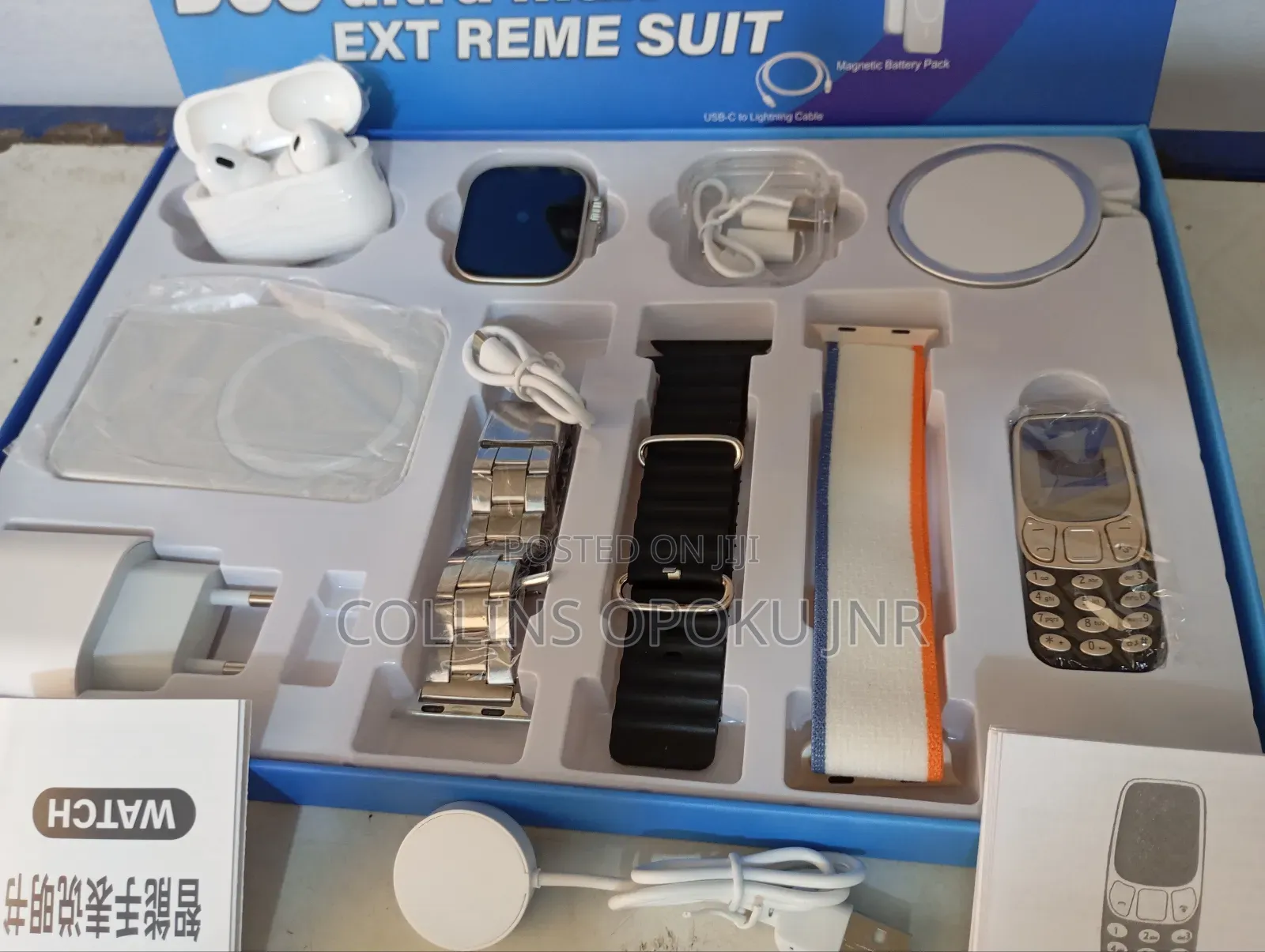 D55 Ultra Smartwatch With Mini Phone, Airpod, PWR Bank-Black
