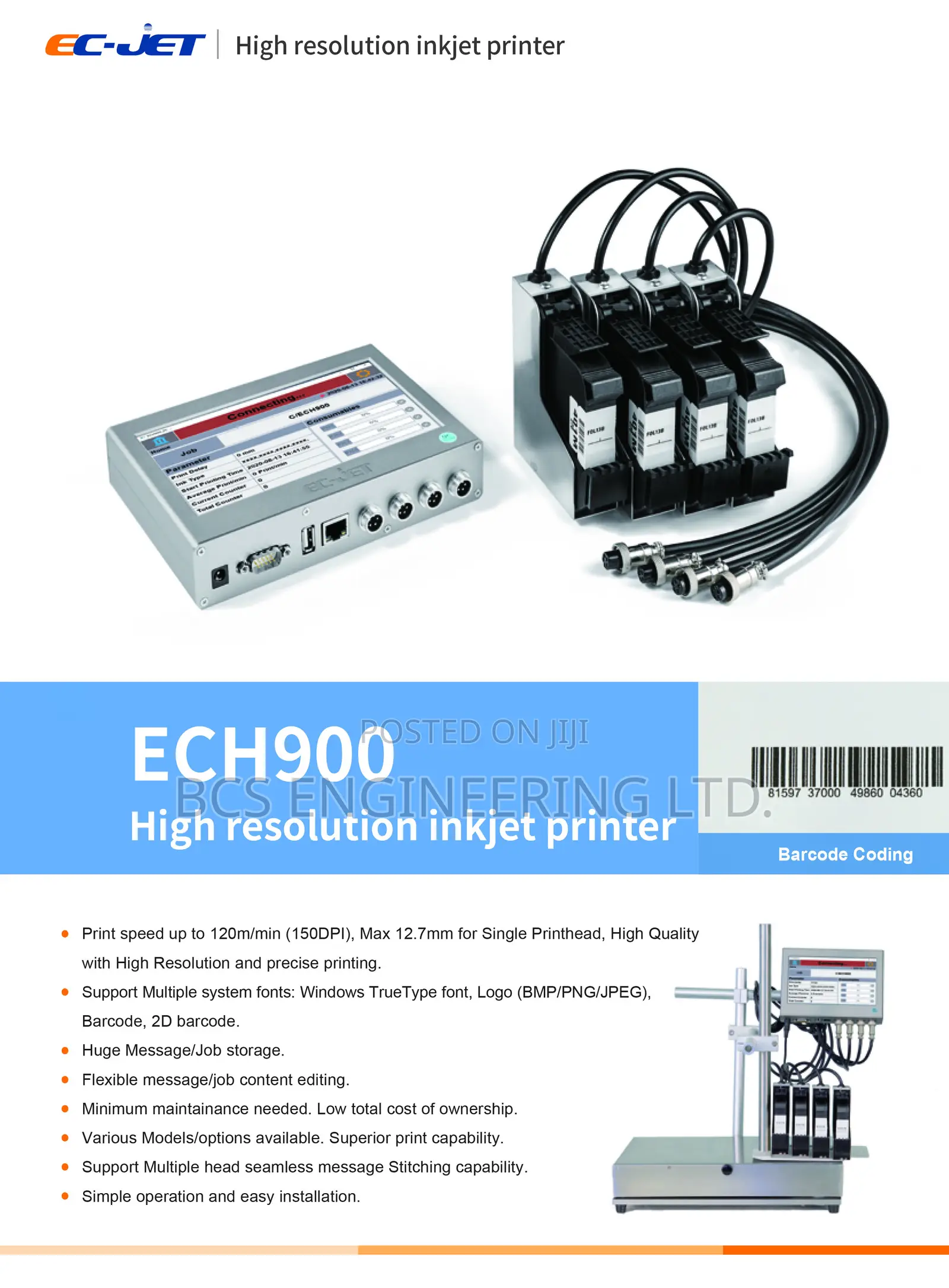 High Resolution Ink-Jet Printer for Daily Industrial ECH900