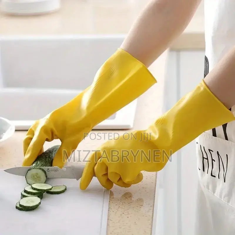 1 Pair Household Reusable Gloves - Yellow