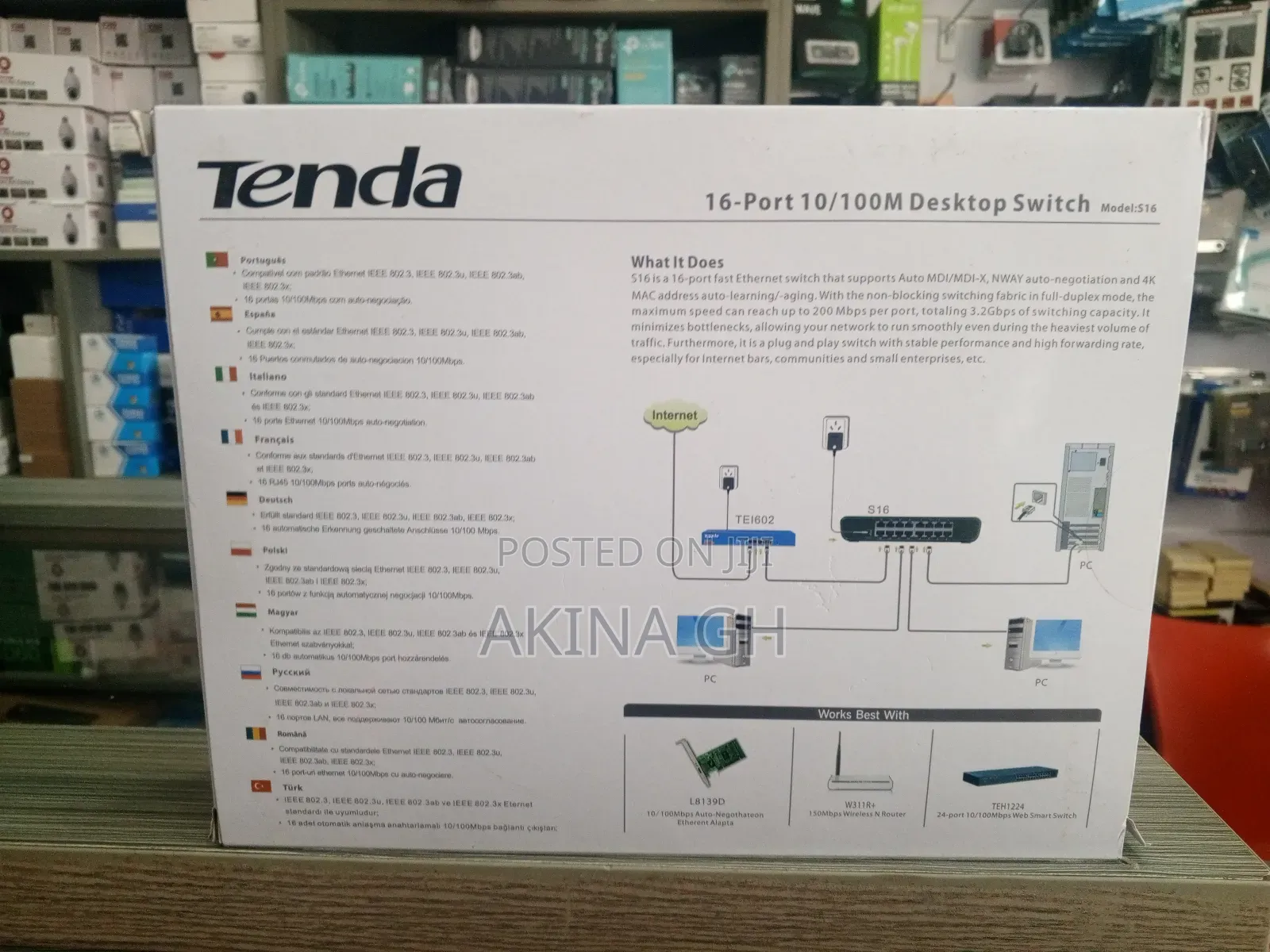 Tenda 16 Port 10/100m Desktop Switch S16