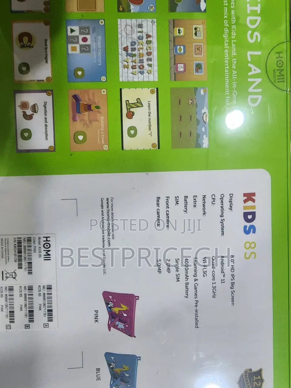 Homii Kids Tablet 32GB 2RAM 8.0'' - XBOOK KIDS 8S