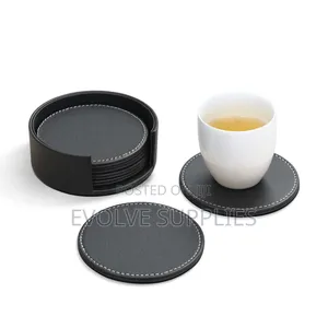 6pcs Leather Coaster With White Linning