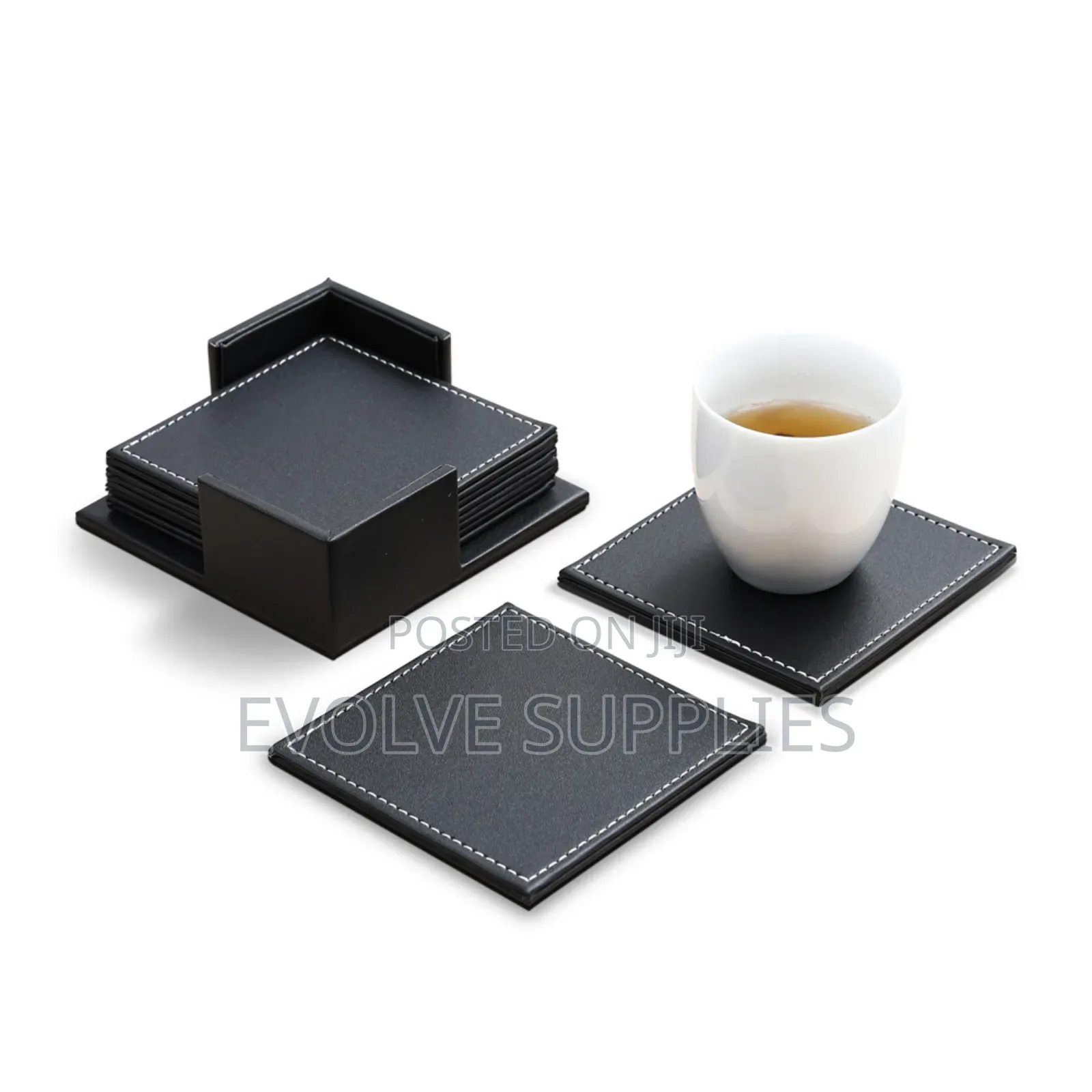 6pcs Leather Coaster With White Linning