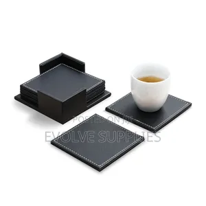 6pcs Leather Coaster With White Linning
