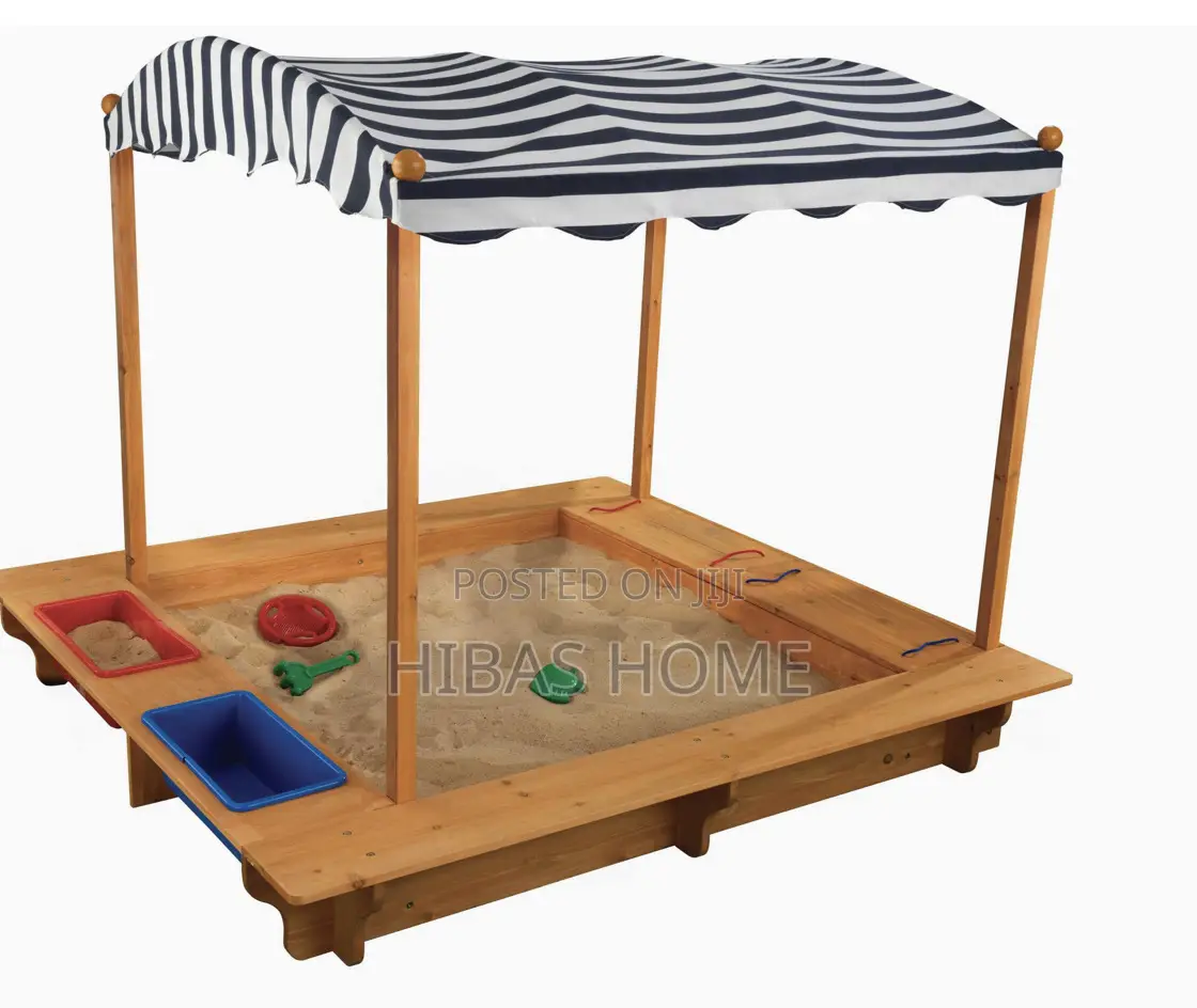 Kidkraft Outdoor Wooden Sandbox With Bins Canvas Canopy