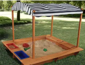 Kidkraft Outdoor Wooden Sandbox With Bins Canvas Canopy