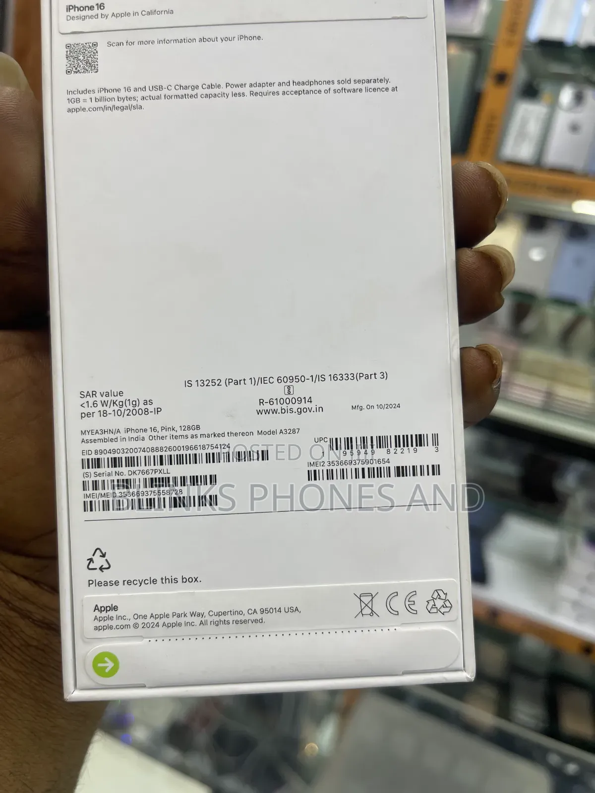 New Apple iPhone 16 128 GB Blue