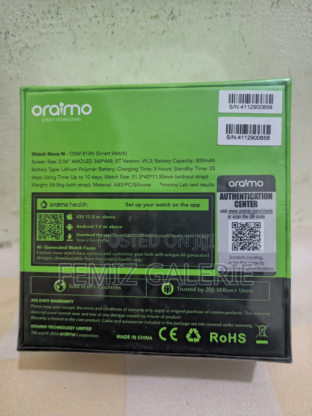 Oraimo Watch Nova N 2.5d Curved Glass Smart Watch