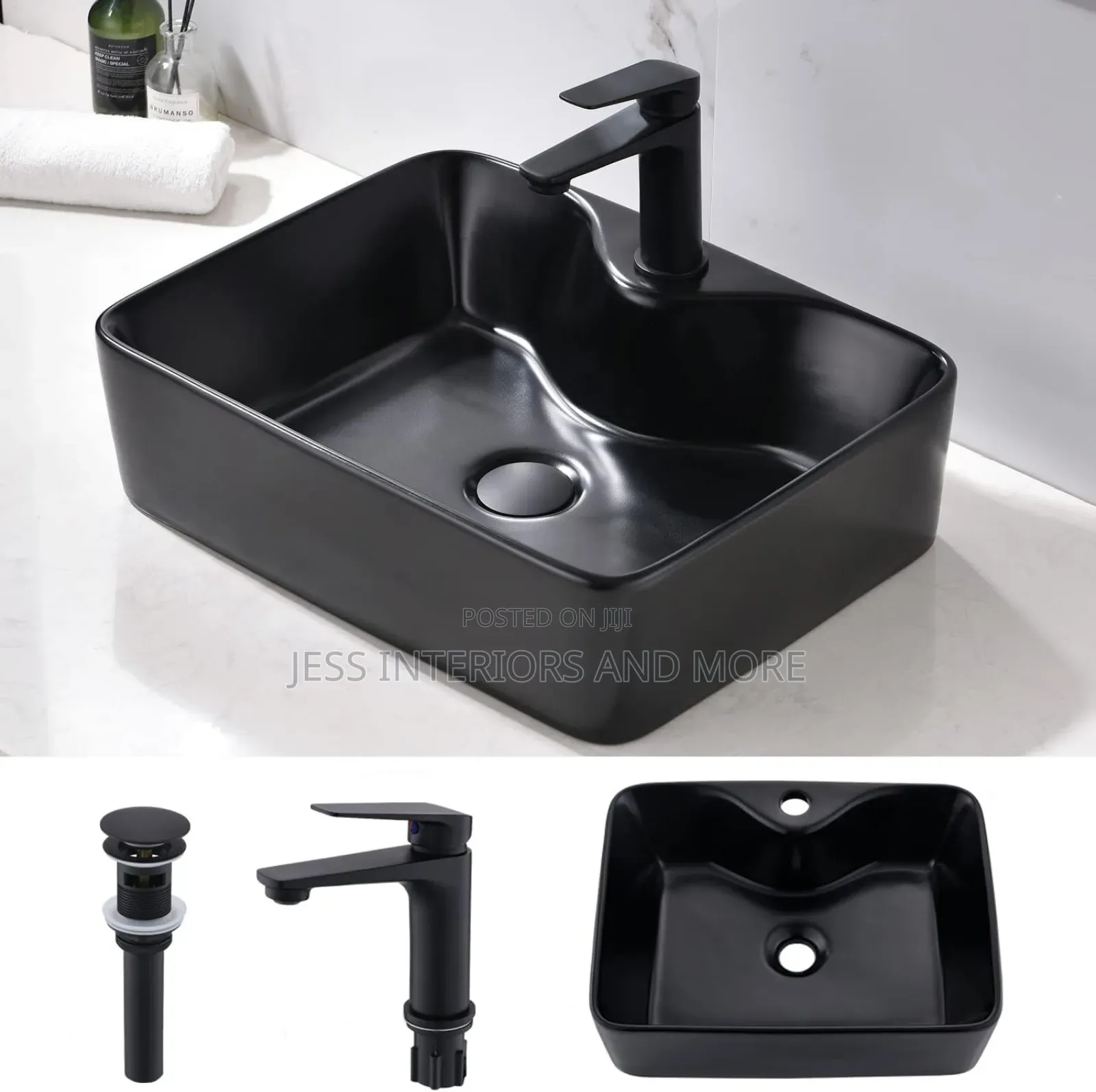 Black Porcelain Ceramic Modern Basin