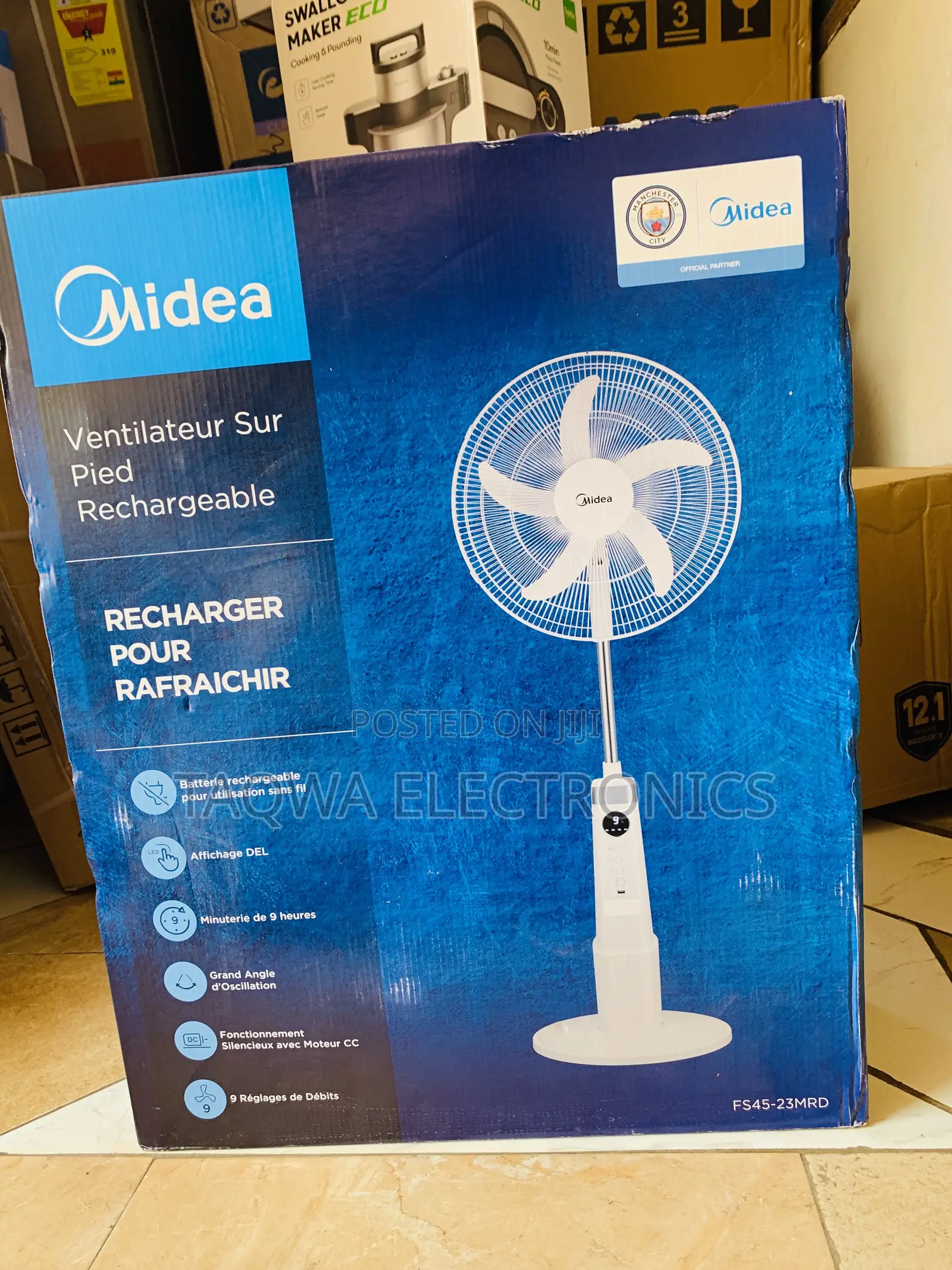 Lasting Battery,Midea 18” Rechargeable Fan