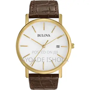 Photo - Bulova Men Calendar Date Leather Strap Watch, Buckle, 37mm