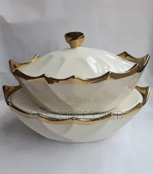2pcs Gold+White Ceramic Serving in The