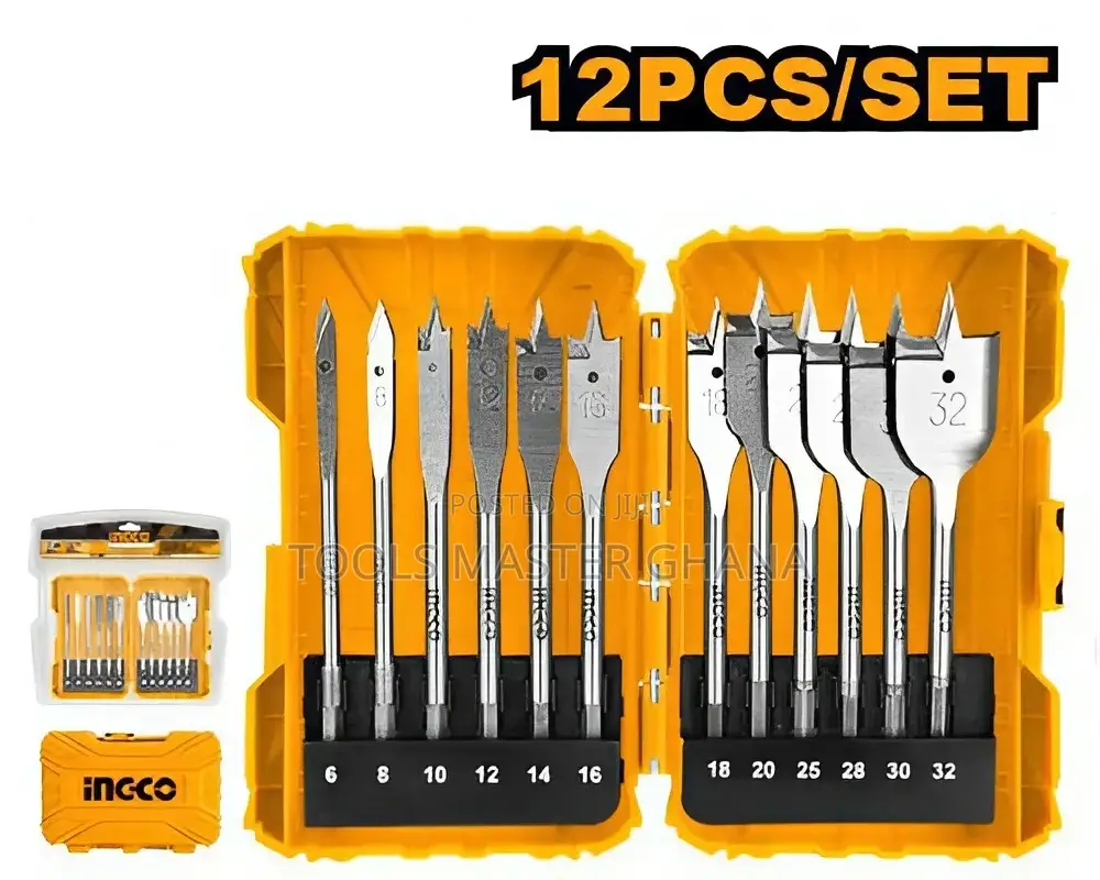 12 Pcs Flat Wood Drill Bits Set - Akdl1201