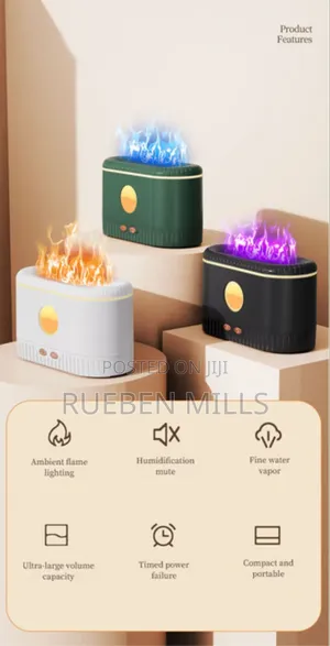 Colorful Flame Night Light Air Purifier Humidifier Diffuser