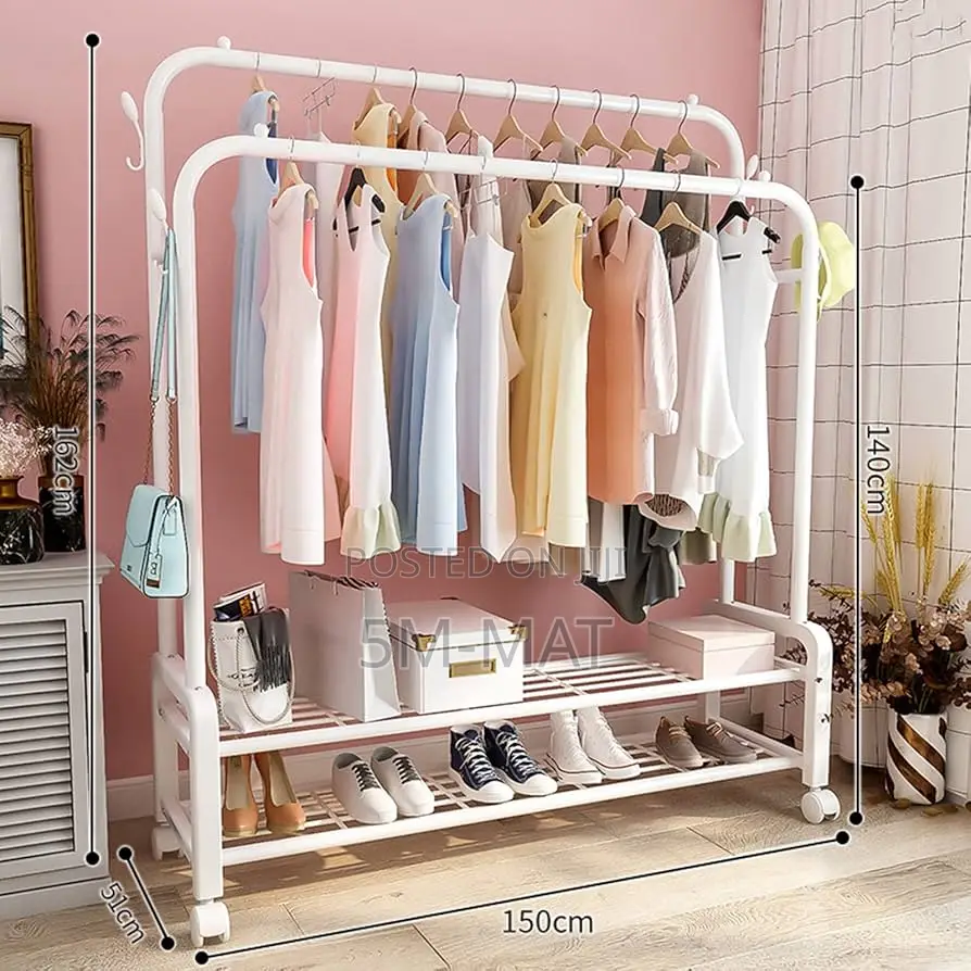 STARMS Clothes Rack on Wheels, Metal Heavy Duty Garment Rack
