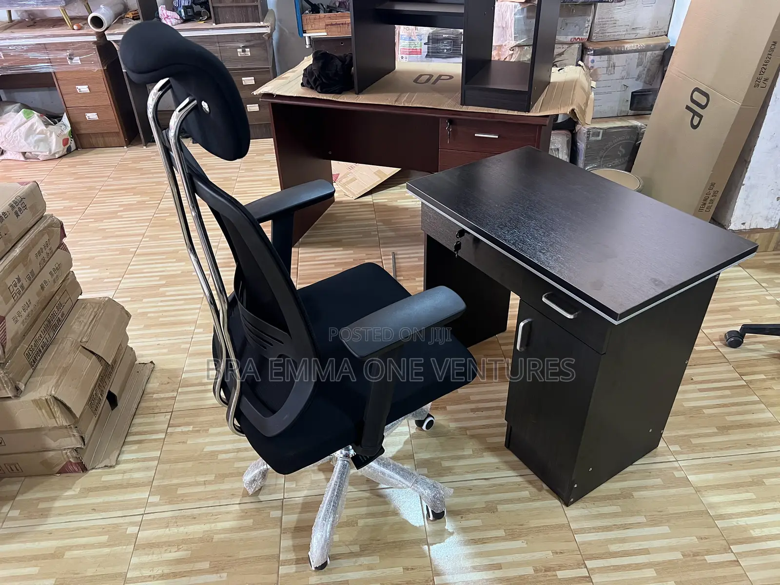 80CM Table With Drawers and Swivel Chair With Headrest